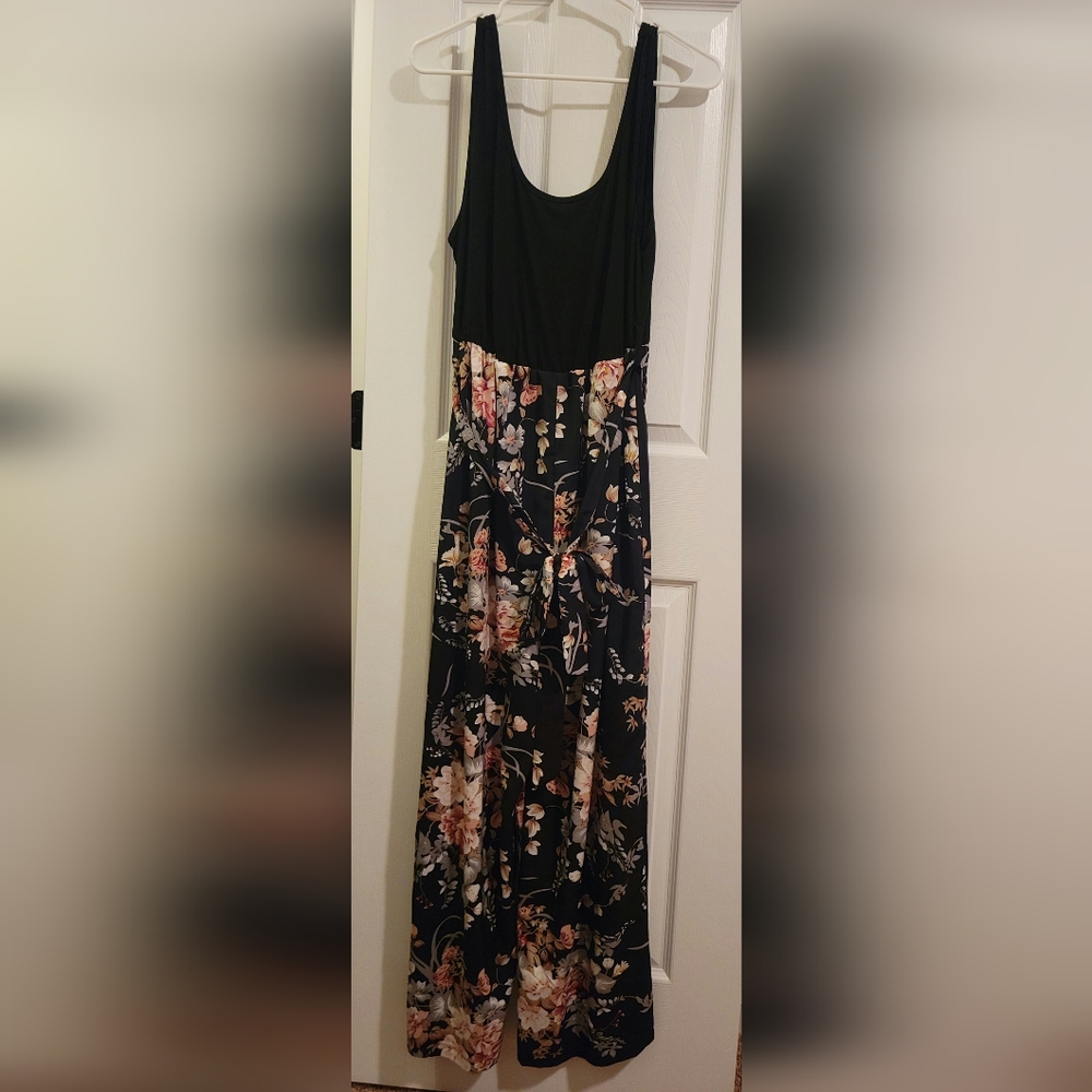 SHEIN Black Floral Jumpsuit